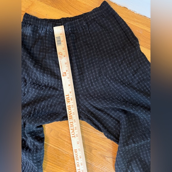 Khangura Artsy Pants Black Windowpane Linen Blend High Rise Wide Leg Crop Small - Picture 13 of 13
